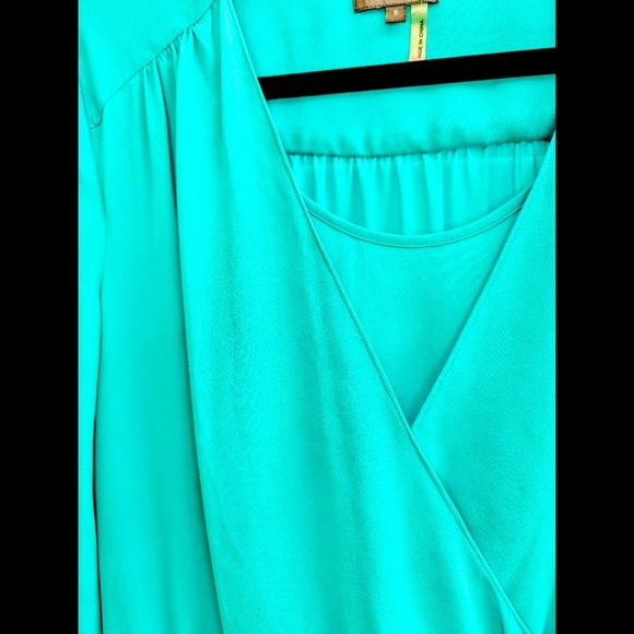 Vince Camuto Teal Faux Wrap Mini Dress NWT - Picture 9 of 10